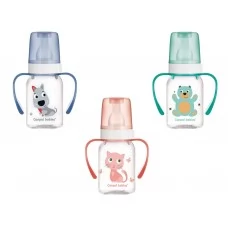 Бутылка 120 мл с рисунком и ручкой BPA FREE Коллекция цветной фермы Canpol Babies 11/823