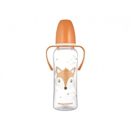 Стандартная бутылочка с ручками 250 мл CUTE ANIMALS – оранжевая Canpol Babies 11/845_ora