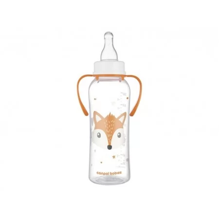 Стандартная бутылочка с ручками 250 мл CUTE ANIMALS – оранжевая Canpol Babies 11/845_ora