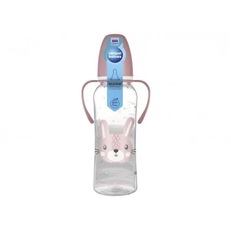Стандартна пляшечка з ручками 250 мл CUTE ANIMALS - рожева Canpol Babies 11/845_pin Стандартна пляшечка з ручками 250 мл CUTE ANIMALS - рожева Canpol Babies 11/845_pin