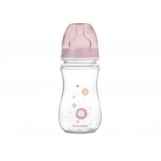 Пляшка з широким отвором антиколікова Easystart - Newborn baby 240 мл рожеві квіти Canpol Babies 35 35-217-pin