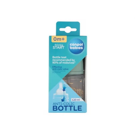 Пляшка антиколікова з широким отвором 120 мл Easystart MOUNTAINS - зелена Canpol Babies 35/242_gre