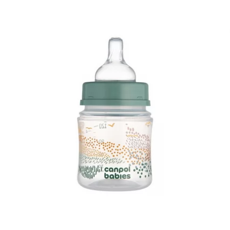 Пляшка антиколікова з широким отвором 120 мл Easystart MOUNTAINS - зелена Canpol Babies 35/242_gre