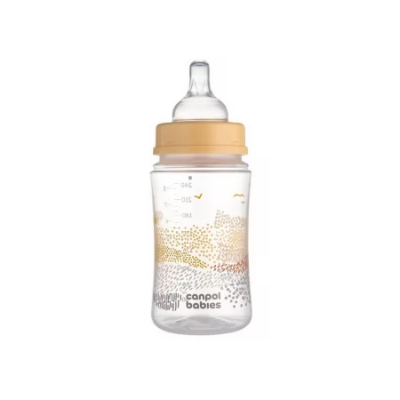 Пляшка антиколікова з широким отвором 240 мл Easystart MOUNTAINS - бежева Canpol Babies 35/243_bei