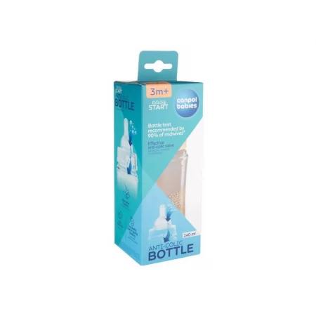 Пляшка антиколікова з широким отвором 240 мл Easystart MOUNTAINS - бежева Canpol Babies 35/243_bei