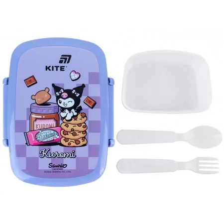 Ланчбокс с миниконтейнером и столовыми приборами Kite Kuromi HK26-163-2, 750 мл