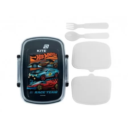 Ланчбокс з контейнерами та столовими приладами Kite Hot Wheels, HW26-181, 750 мл