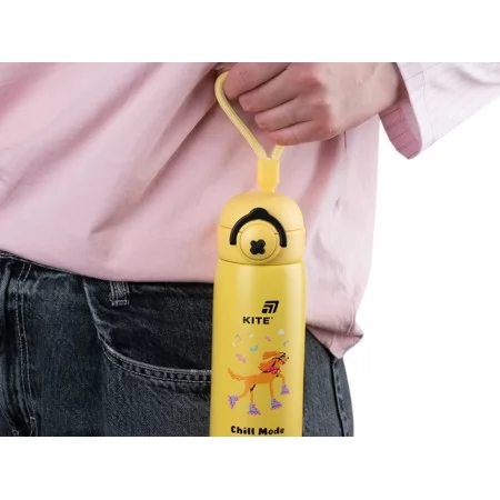 Термос з кнопкою Kite K25-1221-2 430 мл жовтий, з поїльником, Kite