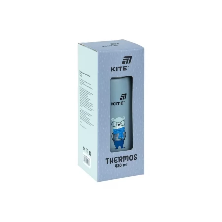 Термос з кнопкою Kite K25-1221-3 430 мл сірий, з поїльником, Kite