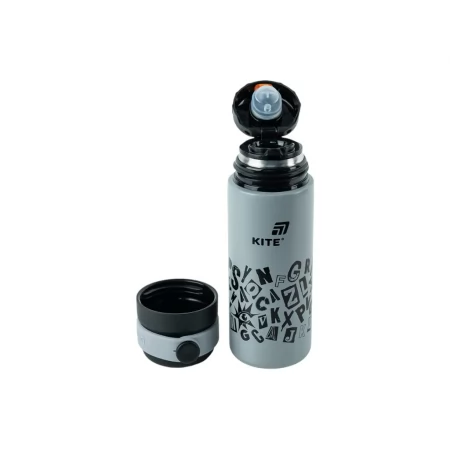 Термос Kite K25-1222-2 500 мл серый, с крышкой-чашкой и поильником, Kite