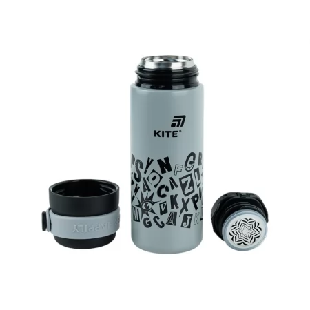 Термос Kite K25-1222-2 500 мл серый, с крышкой-чашкой и поильником, Kite