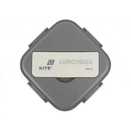 Ланчбокс с разделителем и приборами Kite K26-186-1, 1100 мл, серый