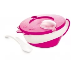 Тарілка з ложкою рожева Canpol Babies 31/406_pin