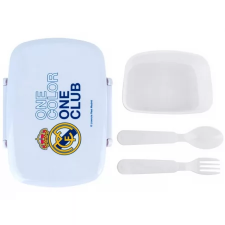 Ланчбокс с миниконтейнером и столовыми приборами Kite FC Real Madrid RL26-163-2, 750мл Ланчбокс с миниконтейнером и столовыми приборами Kite FC Real Madrid RL26-163-2, 750мл
