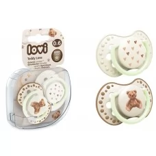 Пустышка силиконовая динамическая 0-6 месяцев 2 шт Teddy Love, LOVI 22/935