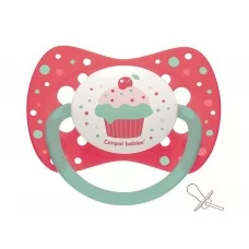 пустышка силиконовая симметричная 6-18 месяцев Cupcake – розовая Canpol Babies 23/283_pin