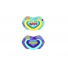 Пустышка силиконовая симметричная 0-6 мес NEON LOVE 2 шт - голубая Canpol Babies 22/652_blu