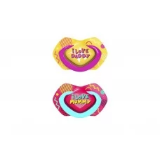 Пустышка силиконовая симметричная 0-6 мес NEON LOVE 2 шт - розовая Canpol Babies 22/652_pin
