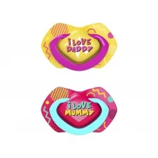 Пустышка силиконовая симметричная 6-18 мес NEON LOVE 2 шт - розовая Canpol Babies 22/653_pin