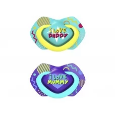 Пустышка силиконовая симметричная 18+ мес NEON LOVE 2 шт - голубая Canpol Babies 22/654_blu