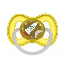 Пустушка латексна кругла 0-6 місяців space жовта Canpol Babies 23/221_yel