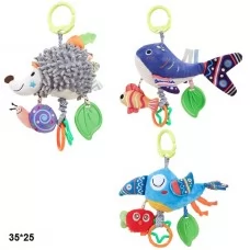 Мягкая погремушка-подвеска BabyToys L1512 с прорезывателем и звонком