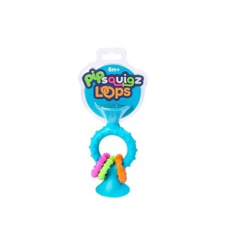 Прорезыватель-погремушка на присосках Fat Brain Toys pipSquigz Loops бирюзовый F166ML Прорезыватель-погремушка на присосках Fat Brain Toys pipSquigz Loops бирюзовый F166ML
