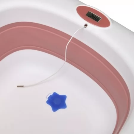 Ванночка ME 1106 T-CONTROL Pink детская, с термометром, силикон, складная, 87-51-23, розовый