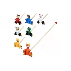 Деревянная игрушка Каталка на палке 49см, животное 10см, 8 видов MD 1360