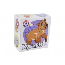 Кубики пластмассовые 4 шт, Дикие звери, Технок 1820