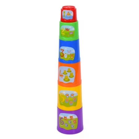 Игра PL12345-PL1100-PL201W-PL2 игровой набор, пирамидка 18см-текстурные кольца (7шт), башня-6 блоков, мяч-погремушка, радуга/радуга- 5деталей, в кор-ке, 26,5-42-10см