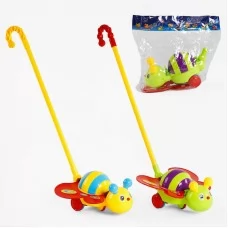 Каталка на палочке BabyToys Бджілка с дзвіночком, 54 см