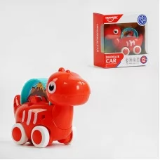 Каталка на палочке Динозаврик красная BabyToys HE 8007