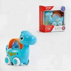 Каталка на палочці BabyToys Динозавричок голуба пластмасова