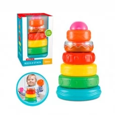 Пірамідка BabyToys текстурні кільця-пазли з брязкальцем 7 деталей