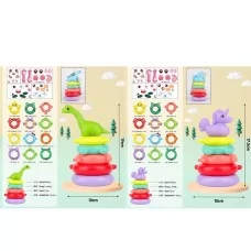 Пирамидка детская BabyToys с 4 кольцами, динозавр и единорог Пирамидка детская BabyToys с 4 кольцами, динозавр и единорог