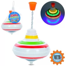 Дзига M 0306 U / R 13см, музика, світло, на бат-ці(табл), в сітці, 12,5-18-12,5см