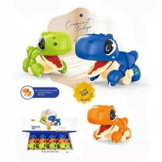 Игрушка KK113 заводная, динозавр, 9,5см, ездит, подвижная челюсть, 12шт(3 цвета) в дисплее, 33-25-7,5см