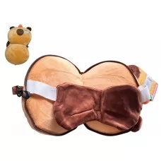 Подушка з маскою дорожня під шию Capybara 25х7см R35824 Подушка з маскою дорожня під шию Capybara 25х7см R35824