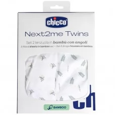 Простынь на резинке Chicco Next2Me Twins Bamboo, 44x76 см, 2 шт. арт. 01126 цвет Белый Простынь на резинке Chicco Next2Me Twins Bamboo, 44x76 см, 2 шт. арт. 01126 цвет Белый