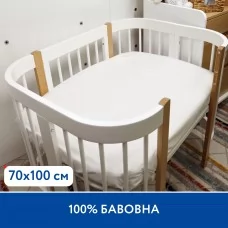 Простынь на резинке Piccolino Sweet Dreams, 70х100 см, поплин арт. 202507.06.1 цвет Белый