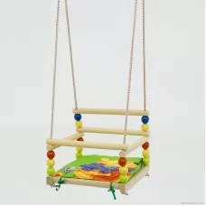 Детские качели подвесные BabyToys с мягким сидением из дерева