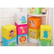 Пуфик-короб для игрушек BabyToys 165570 разноцветный пластик