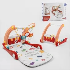 Ходунки 2в1 HE 0634 игровой музыкальный коврик, пианино, 4 погремушки с прорезывателем, зеркальце