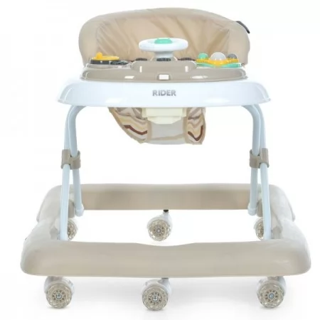 Ходунки ME 1185 RIDER Beige музика, колеса 8шт, світло, стопор, на бат-ці, бежевий