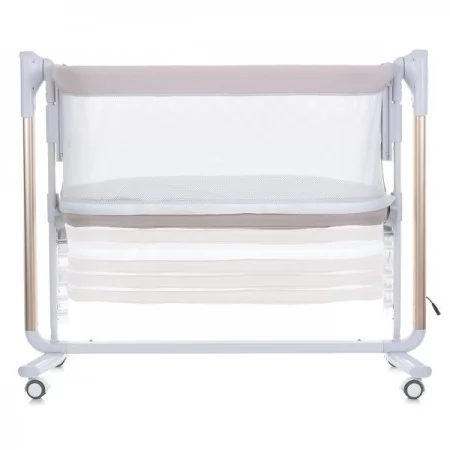 Кроватка-манеж ME 1125-G NOA Beige детское, APP, LED экран, 4цв., матрас, качели, ремни, сумка, алюм., золото+беж