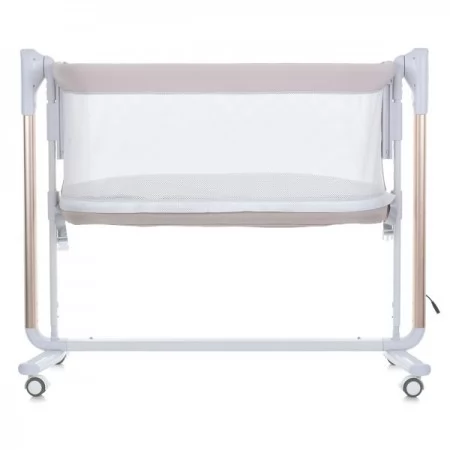Кроватка-манеж ME 1125-G NOA Beige детское, APP, LED экран, 4цв., матрас, качели, ремни, сумка, алюм., золото+беж