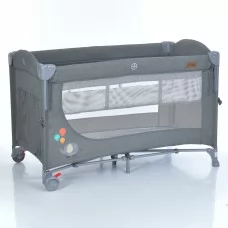 Манеж ME 1098 UNITY+ Gray прямокут., 2х рівневий дитячий, відкидн.бортик, вхід-змійка, кишеня, кільце2, сірий