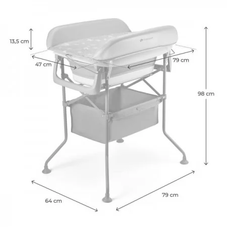 Столик для сповивання з ванночкою Kinderkraft Bubbly Grey KABUBB00GRY0000