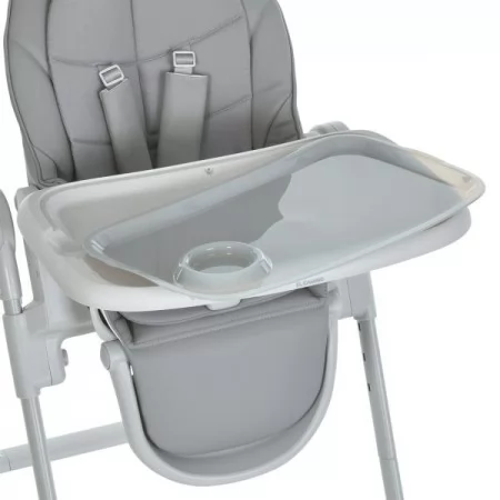 Стульчик El Camino CRYSTAL ME 1037 Nude Gray для кормления, 5-точ. ремни, матрас, 4 колеса, кож., серый нюд